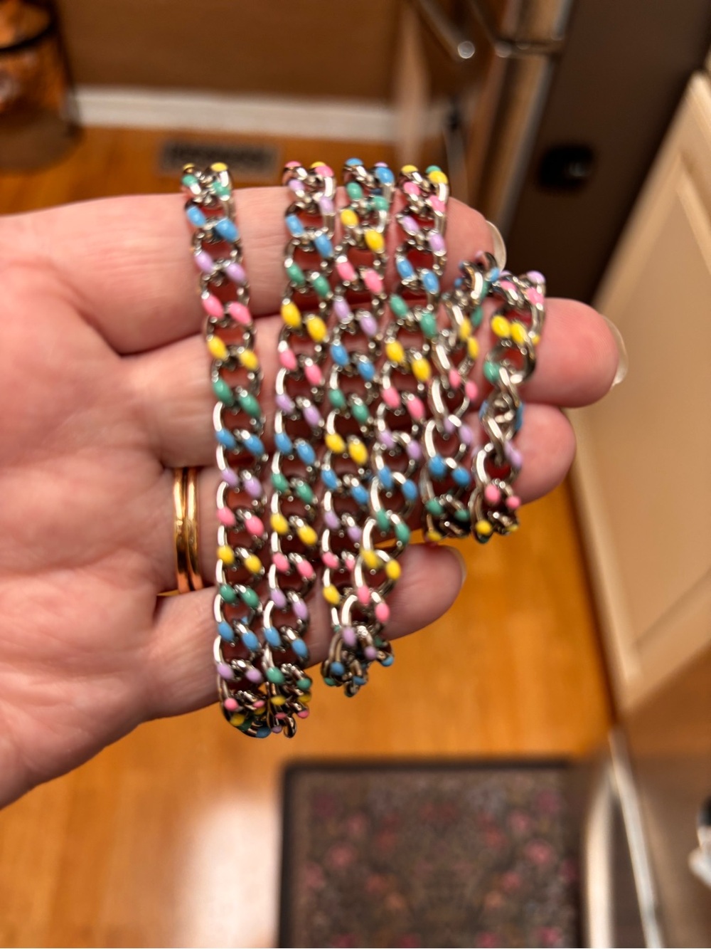 Brand new 3ft 3 in reversible heavy gauge pastel rainbow chain jewelry making